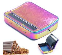 BOZILY Máquina de liar tabaco, 1 máquina automática de liar cigarrillos, caja de metal portátil de 70 mm para enrollar cigarrillos, accesorios de cigarrillos de rodillo (patrón fijo multicolor)