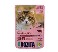 BOZITA Bolsa de Comida húmeda con Salsa de Vacuno, 12 x 85 g, sin Cereales, para Gatos Adultos