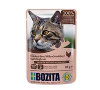 Bozita Bolsa de Comida húmeda para canapés en Jalea con hígado de Pollo, 12 Bolsas de 85 g, sin Cereales y sin Trigo, alimento húmedo para Gatos Adultos con 8,5% de proteína y 4,5% de Contenido de