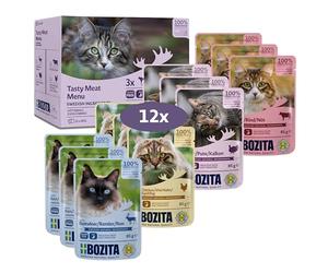 Bozita Canapés en Salsa con Carne Multibox 12 x 85 g Pouch - Comida húmeda para Gatos en Bolsa de porciones