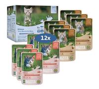 Bozita Canapés en Salsa con Pescado y Carne para Gatitos Multibox 12 x 85 g Pouch - Comida húmeda para Gatos en Bolsa de porciones