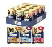 BOZITA Dog Paté Mix Rind, Pato, Pavo y jabalí con postbióticos 12 x 400 g - Comida para Perros Duo- y proteína única - Comida húmeda Completa sin Cereales en Multipack Mixpack Multibox