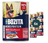 Bozita Dog Paté Rind con postbióticos 6 x 400 g - Comida para Perros con proteína única - Comida húmeda Completa con Sabor Intenso, sin Cereales, en Forma de paté para el Perro