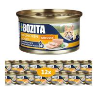 Bozita Mousse de Pollo - 12 x 85 g Comida húmeda para Gatos en Fina Textura de Mousse con Pollo, sin Cereales, sin azúcar añadido, con postbióticos para apoyar una microflora intestinal Saludable