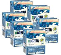 Bozita Purely 6 x 370 g de carne de vacuno y reno en tetra, sin cereales, comida húmeda para perros, muy alto porcentaje de carne, con trozos de carne, sin azúcar y sin colorantes artificiales