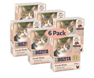 Bozita Tetra - Canapés en Salsa con hígado de Pollo, 6 x 370 g, sin Cereales ni azúcar, Comida húmeda para Gatos sin ingeniería genética, 7,5% de proteína y 5% de Contenido de Grasa