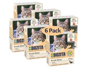 Bozita Tetra - Canapés en Salsa con Pato - 6 x 370 g de pienso para Gatos Premium sin Cereales ni azúcar, sin ingeniería genética, con 7,5% de proteína y 5% de Contenido de Grasa, Delicioso alimento