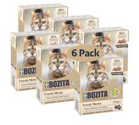 Bozita Tetra - Canapés en Salsa con Pollo y Pavo - 6 x 370 g de Cereales y sin azúcar Premium para Gatos, sin ingeniería genética, con 7,5% de proteína y 5% de Grasa - Delicioso alimento húmedo para
