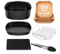 BOZITTH Accesorios Freidora de Aire para Airfryer COSORI 5,5L 6L 6,2L 6,4L, Air Fryer Accesorios para Freidora sin Aceite Cecotec 5,5L 6L 6,5L, Philips 6,2L, Ninja 6,2L, Papel Air Fryer Rejilla Molde