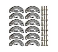 BOZONLI 12pcs Pomos y Tiradores Vintage Puerta Retro Aleación de Hierro-níquel Muebles Cocina Armario Cajón Tire Tiradores con Forma de Concha con Tornillos - 8,1 cmx3.5 cm Blanco Cromado