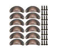 BOZONLI 12pcs Pomos y Tiradores Vintage Puerta Retro Aleación de Hierro-níquel Muebles Cocina Armario Cajón Tire Tiradores con Forma de Concha con Tornillos - 8,1 cmx3.5 cm Bronce Rojo