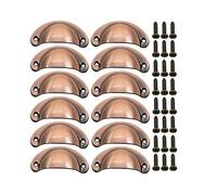 BOZONLI 12pcs Pomos y Tiradores Vintage Puerta Retro Aleación de Hierro-níquel Muebles Cocina Armario Cajón Tire Tiradores con Forma de Concha con Tornillos - 8,1 cmx3.5 cm Bronce Rojo Cepillado