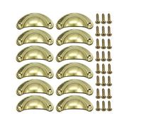 BOZONLI 12pcs Pomos y Tiradores Vintage Puerta Retro Aleación de Hierro-níquel Muebles Cocina Armario Cajón Tire Tiradores con Forma de Concha con Tornillos - 8,1 cmx3.5 cm Dorado