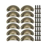 BOZONLI 12pcs Pomos y Tiradores Vintage Puerta Retro Aleación de Hierro-níquel Muebles Cocina Armario Cajón Tire Tiradores con Forma de Concha con Tornillos - 8,1 cmx3.5 cm Bronce