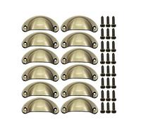 BOZONLI 12pcs Pomos y Tiradores Vintage Puerta Retro Aleación de Hierro-níquel Muebles Cocina Armario Cajón Tire Tiradores con Forma de Concha con Tornillos - 8,1 cmx3.5 cm Bronce Cepillado
