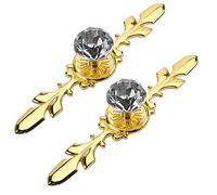 BOZONLI 2 Piezas Pomos de Cristal, Pomos de Armario, Tiradores para Cajones de Cristal de Diamante Pomos de Gabinete con Placa de Dorado y Tornillos (170 mm)