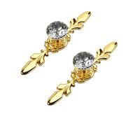 BOZONLI 2 Piezas Pomos de Cristal, Pomos de Armario, Tiradores para Cajones de Cristal de Diamante Pomos de Gabinete con Placa de Dorado y Tornillos (120 mm)