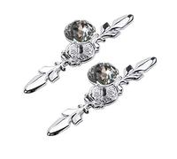 BOZONLI 2 Piezas Pomos de Cristal, Pomos de Armario, Tiradores para Cajones de Cristal de Diamante Pomos de Gabinete con Placa de Plata y Tornillos (120 mm)