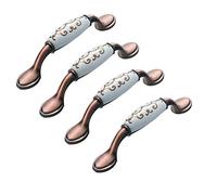 BOZONLI 4 manijas de muebles de cerámica vintage, mango de muebles de cerámica, muebles, cajón, manijas de aleación de zinc, mango de mueble cajón con tornillos, distancia de agujeros, 128 mm