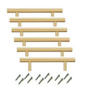 BOZONLI 6 × Inoxidable Tiradores para Cajones, Tiradores Armarios en Forma de Barra, Tipo Europeo, Dorado, Centro del Orificio de 64mm