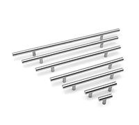 BOZONLI 6 × Inoxidable Tiradores para Cajones, Tiradores Armarios en Forma de Barra, Tipo Europeo, Plata, Centro del Orificio de 224mm