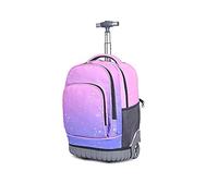 BOZONLI Mochila Escolar con Ruedas Backpack Escuela Estudiante Mochila Escolar Unisex Bookbag Maleta De Viaje Trolley Ordenador Mochila (Rosado Morado)