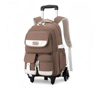 BOZONLI Mochilas Escolares con Ruedas Bolsas Escolares Trolley Mochilas Niños Niñas para Viajes y Escuela, Marrón