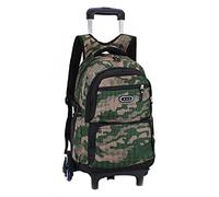 BOZONLI Mochilas Escolares con Ruedas, Mochila Escolar para Niños con Rueda, Maleta Infantil Caja Trolley, Equipaje De Bolsillo De La Escuela Portátil (Verde ejercito)