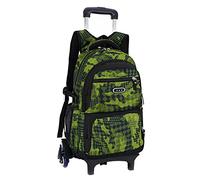 BOZONLI Mochilas Escolares con Ruedas, Mochila Escolar para Niños con Rueda, Maleta Infantil Caja Trolley, Equipaje De Bolsillo De La Escuela Portátil (Verde)