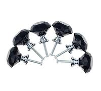 BOZONLI Pomos de Cristal Negro Tirador para muebles Aleación de Cinc Diamante Pomos y Tiradores para Alacena Baño Cocina Gabinetes(6 Piezas 30mm)