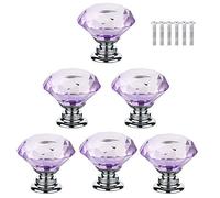 BOZONLI Pomos de Cristal Púrpura Tirador para muebles Aleación de Cinc Diamante Pomos y Tiradores para Alacena Baño Cocina Gabinetes(6 Piezas 30mm)