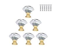 BOZONLI Pomos y Tiradores de Muebles 6 Piezas Tiradores de Cristal 30mm Pomos para Armarios Cajones Cocina Gabinetes