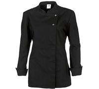BP 1544-400-32-2XL - Chaqueta de cocinero para mujer, manga larga con puños, mezcla de tela, 2XL, color negro