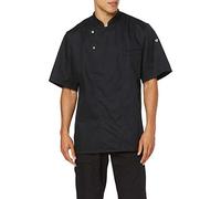 BP 1548-400-32-2XL - Chaqueta de cocinero de manga media con cuello alto y banda de botones de presión oculta, 215,00 g/m2, mezcla de tela, color negro, 2XL