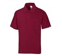 BP 1612-181-82-M - Polo unisex de manga corta (cuello de polo con tira de botones, 70 cm, mezcla de tela 220,00 g/m2, talla M), color rojo