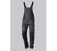 BP 1821-565-5632-39/42s - Peto de mezcla de tela, tirantes elásticos con clip, 65% poliéster, 35% algodón, talla 39/42S, color gris y negro
