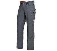 BP 1899-688-53-37/38s Mezcla de tela con elástico pantalones de trabajo para hombres, cintura con trabillas para cinturón, 54% poliéster/43% algodón/3% elastolefina, gris oscuro/negro, talla 37/38S