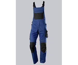 BP 1979-570-1332 - Peto con bolsillos en las rodillas - Tirantes elásticos - Cintura ajustable - 65% poliéster, 35% algodón - Ajuste corto - Talla: 56s - Color: azul real/negro