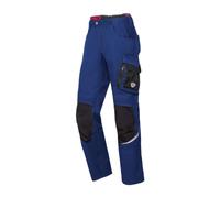 BP 1998-570-1332 Pantalones de trabajo con bolsillos en las rodillas - silueta delgada - Correa trasera elástica - 65% poliéster, 35% algodón - corte corto - Tamaño: 48n - Color: azul real/negro