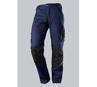 BP 1998-570-1432 Pantalones de trabajo con bolsillos en las rodillas - silueta delgada - Correa trasera elástica - 65% poliéster, 35% algodón - corte corto - Tamaño: 44n - Color: azul oscuro/negro