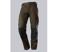 BP 1998-570-4832 Pantalones de trabajo con bolsillos en las rodillas - silueta delgada - Correa trasera elástica - 65% poliéster y 35% algodón - corte corto - Talla: 52s - Color: marrón/negro
