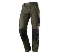 BP 1998-570-7332 Pantalones de trabajo con bolsillos en las rodillas - Silueta delgada - Correa trasera elástica - 65% poliéster, 35% algodón - Corte corto - Talla: 44n - Color: verde oliva/negro