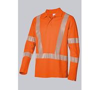 BP 2133-261-85-XS - Polo unisex de mezcla de tela de manga larga, cuello de polo con botón de presión oculto, 50% algodón y 50% poliéster, color naranja, talla XS