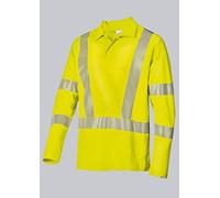 BP 2133-261-86-XS - Polo de manga larga unisex con cuello de polo con cierre a presión oculto, 185,00 g/m², mezcla de tejidos, color amarillo, XS