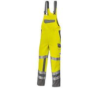 BP 2214-840-8653-33s - Mono de trabajo elástico con tirantes (31% poliéster, 28% acrílico, 20% viscosa, 20% aramida y 1% otras fibras, talla 33S), color amarillo y gris oscuro