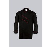 BP Gourmet 1538-400-3281 - Chaqueta de cocinero (manga larga, con ranuras de ventilación, ajuste normal, talla: 54), color negro y rojo