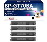 BP-GT70BA Cartuchos de Tóner Compatibles para Sharp BP-50C26 BP-50C65 BP-70C45 BP-70C31 BP-70C55 BP-70C36 BP-50C36 BP-50C45 BP-70C65 BP-50C55 Impresora, de alto Rendimiento 40000 Páginas,Black-4 pack