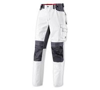 BP Workwear 1789-555-21 - Pantalones de trabajo (elástico en la espalda, pliegues en la cintura, ajuste normal, talla: 48n, color: blanco/gris oscuro)