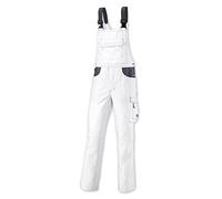 BP Workwear 1790-555-21 - Peto con tirantes elásticos con cierre de clip de plástico, cintura ajustable, 65% poliéster, 35% algodón, ajuste normal, talla: 50N, color: blanco/gris oscuro