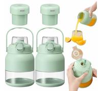 BPA-Free Electric Citrus Juicer 17 oz, Portable Blender Cup with Straw and Two Lids, Juice Smoothie Blenders on the Go, Multifunctional Large-Capacity Wireless Blenders Rechargeable (2Pcs)